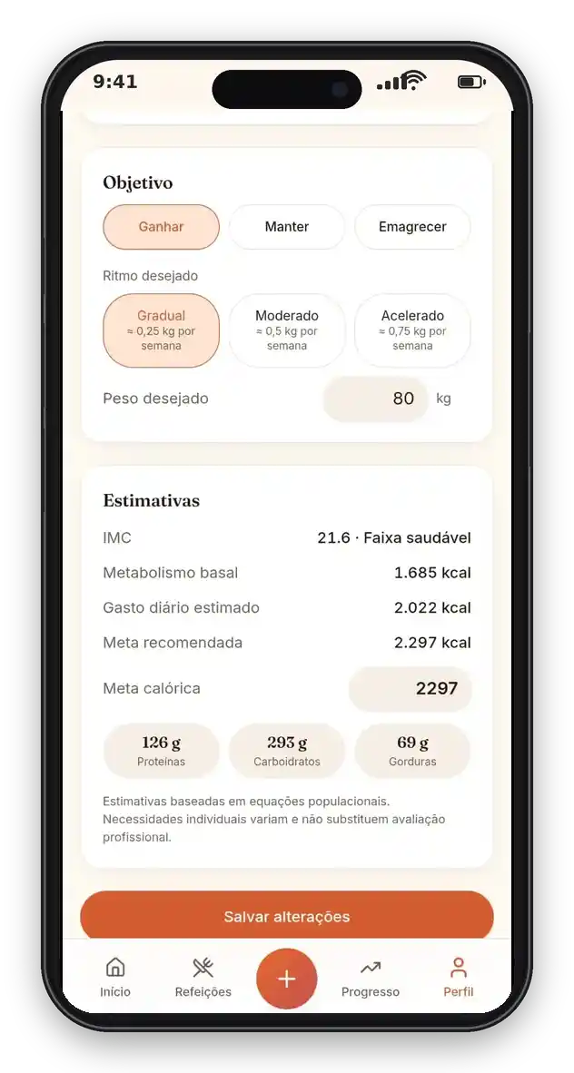 Tela do aplicativo Maniari mostrando a meta diária